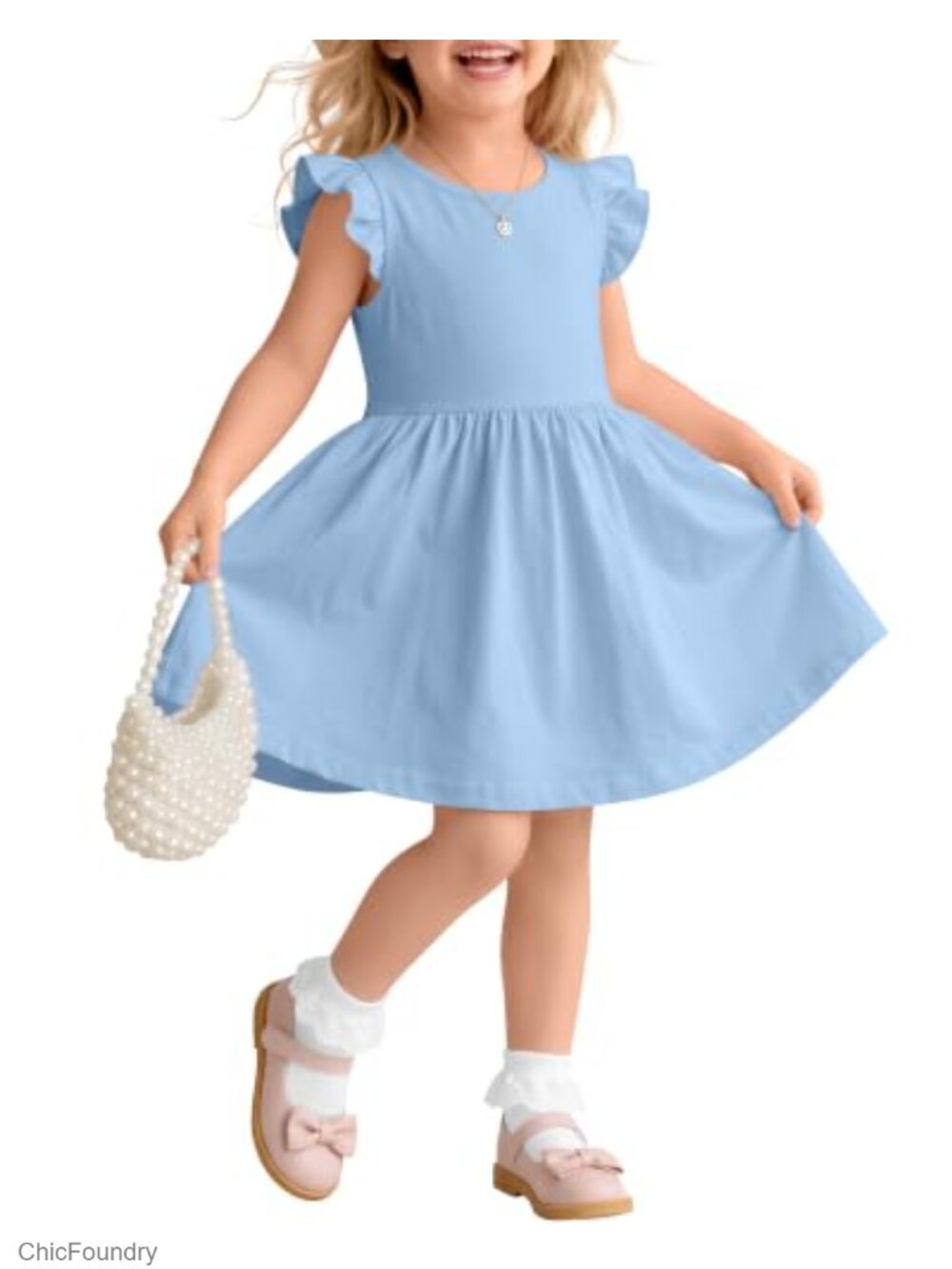 Toddler Girls Ruffle Sleeve A-Line Swing Dress